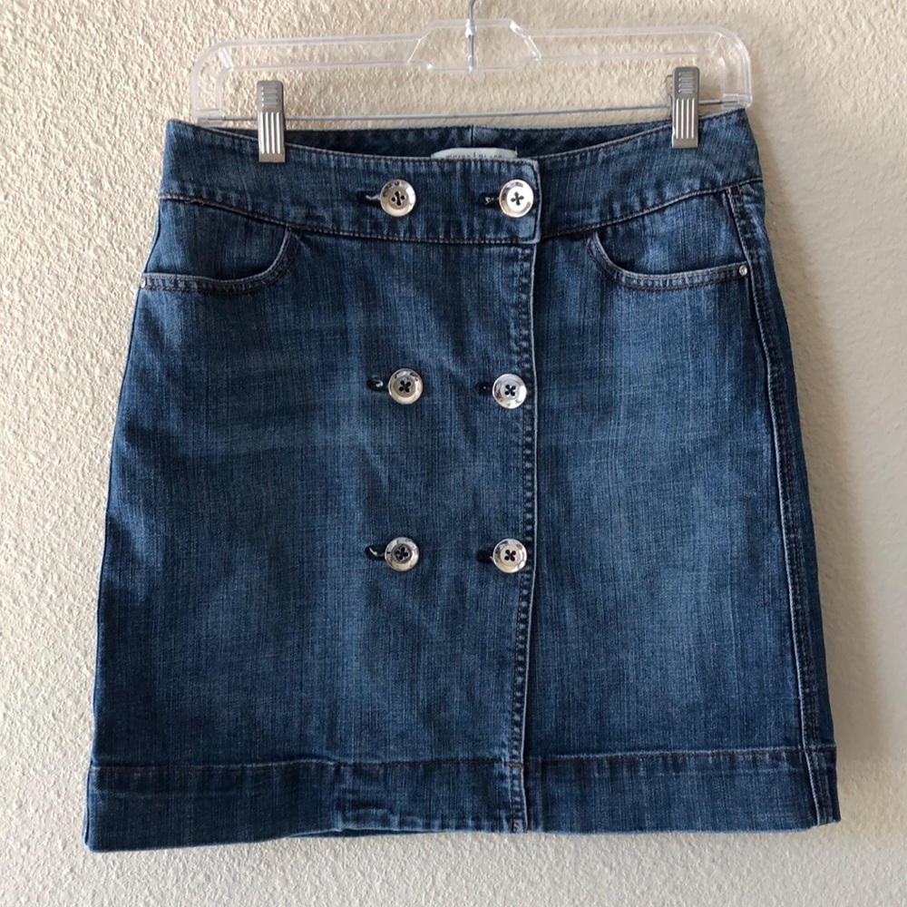 White House Black Market Denim Mini Skirt Size 0